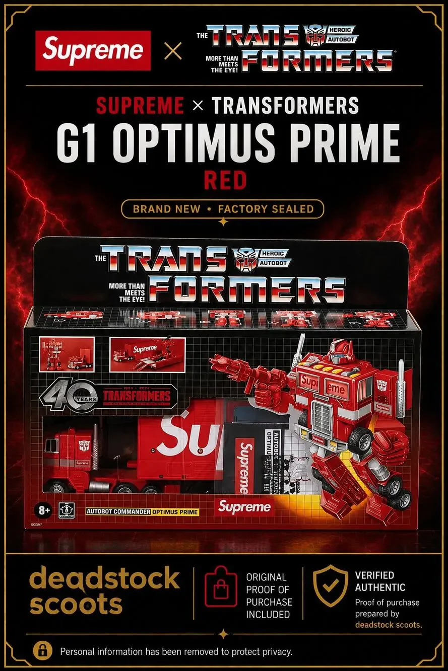 Supreme x Transformers G1 Optimus Prime Figure FW22 Factory Sealed New